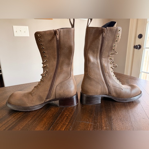 Jeffrey Campbell Brown Lace-Up Zip Combat Boots - Picture 6 of 6